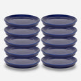 Bild in Galerie-Betrachter laden, Set-Bestandteile: 2 Stapel mit jeweils 5 übereinander schwebenden dunkelblauen Katzentellern aus Porzellan in Größe 22 cm (220)