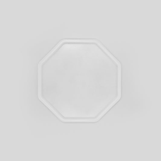 8-eckige farblose Silikonunterlage für Katzengeschirr, Länge 30,5 cm und Breite 30,5 cm – Ansicht von oben