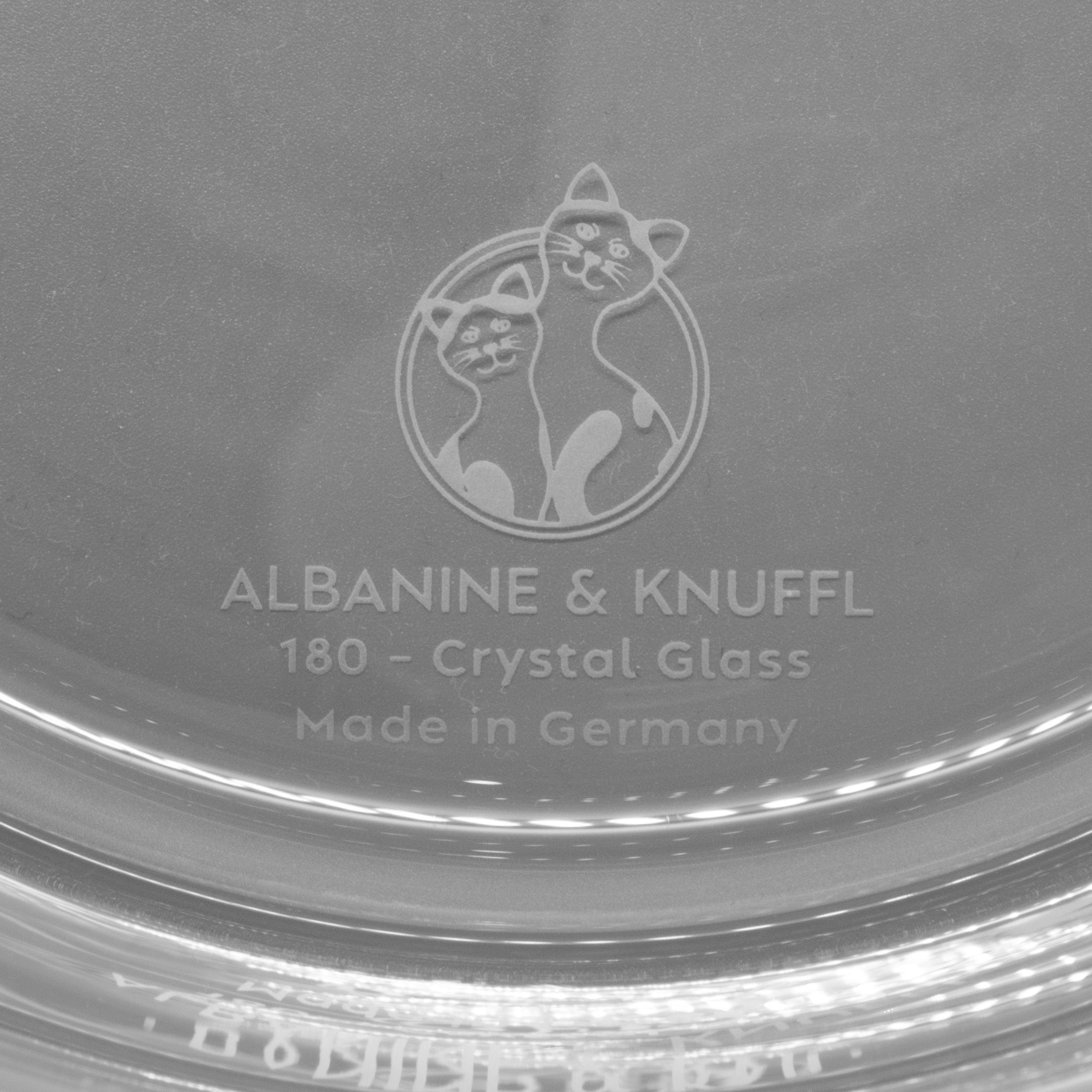 Nahaufnahme Bodenmarke auf Rückseite Set-Bestandteil Trinkschale für Katzen aus farblosem Kristallglas in Größe 18 cm (180)