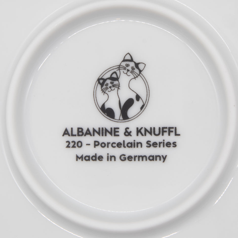 Nahaufnahme Bodenmarke auf Rückseite Set-Bestandteil Katzenteller aus Porzellan in Größe 22 cm (220)