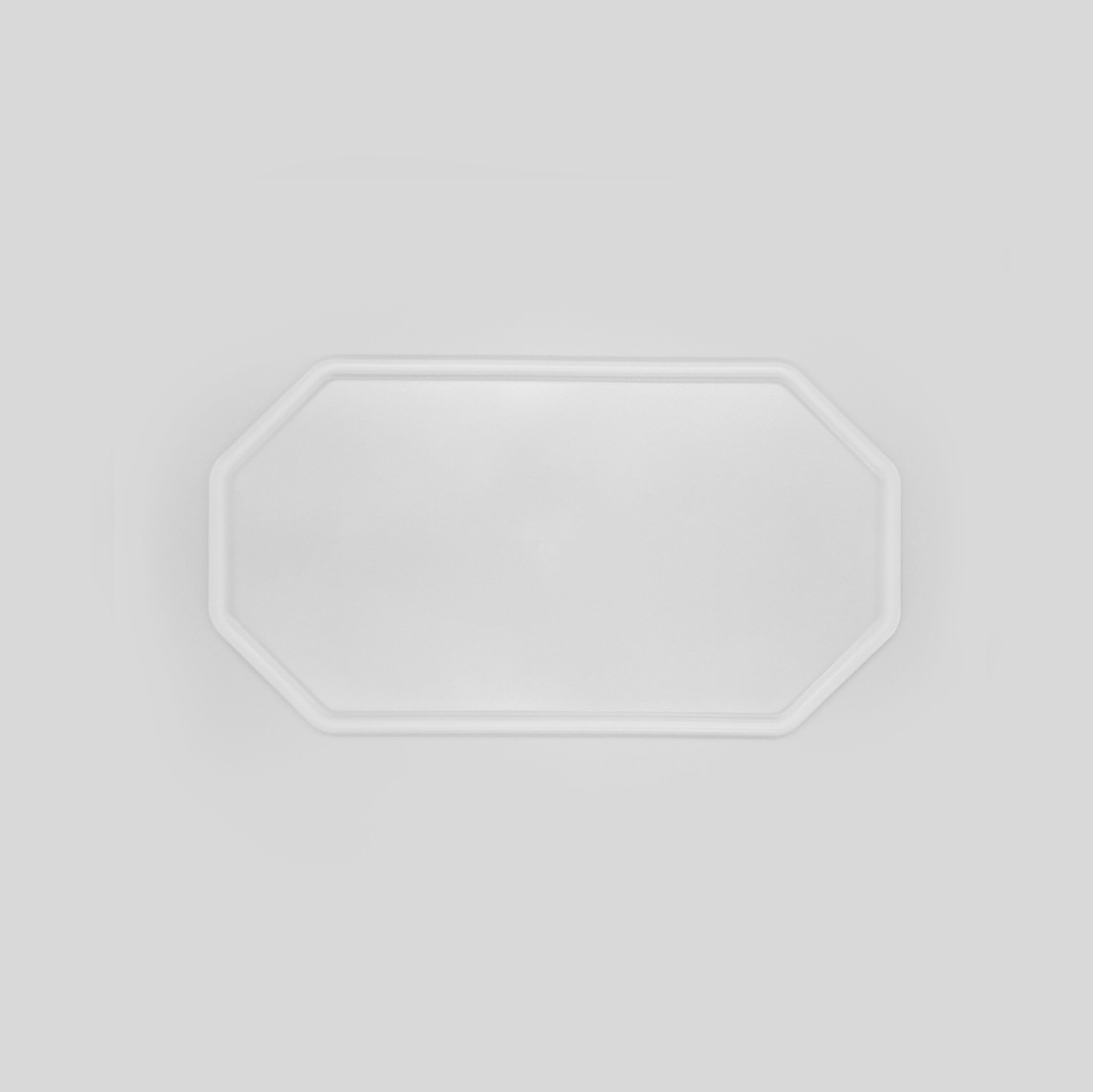 8-eckige farblose Silikonunterlage für Katzengeschirr, Länge 45 cm und Breite 24,5 cm – Ansicht von oben