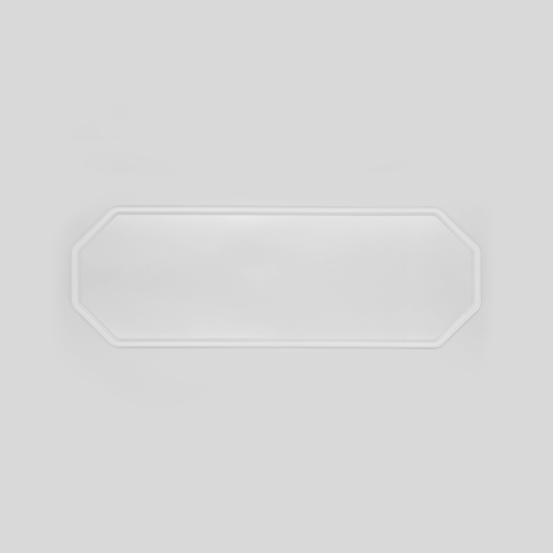 8-eckige farblose Silikonunterlage für Katzengeschirr, Länge 65,5 cm und Breite 24,5 cm – Ansicht von oben