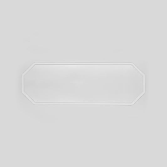 8-eckige farblose Silikonunterlage für Katzengeschirr, Länge 65,5 cm und Breite 24,5 cm – Ansicht von oben