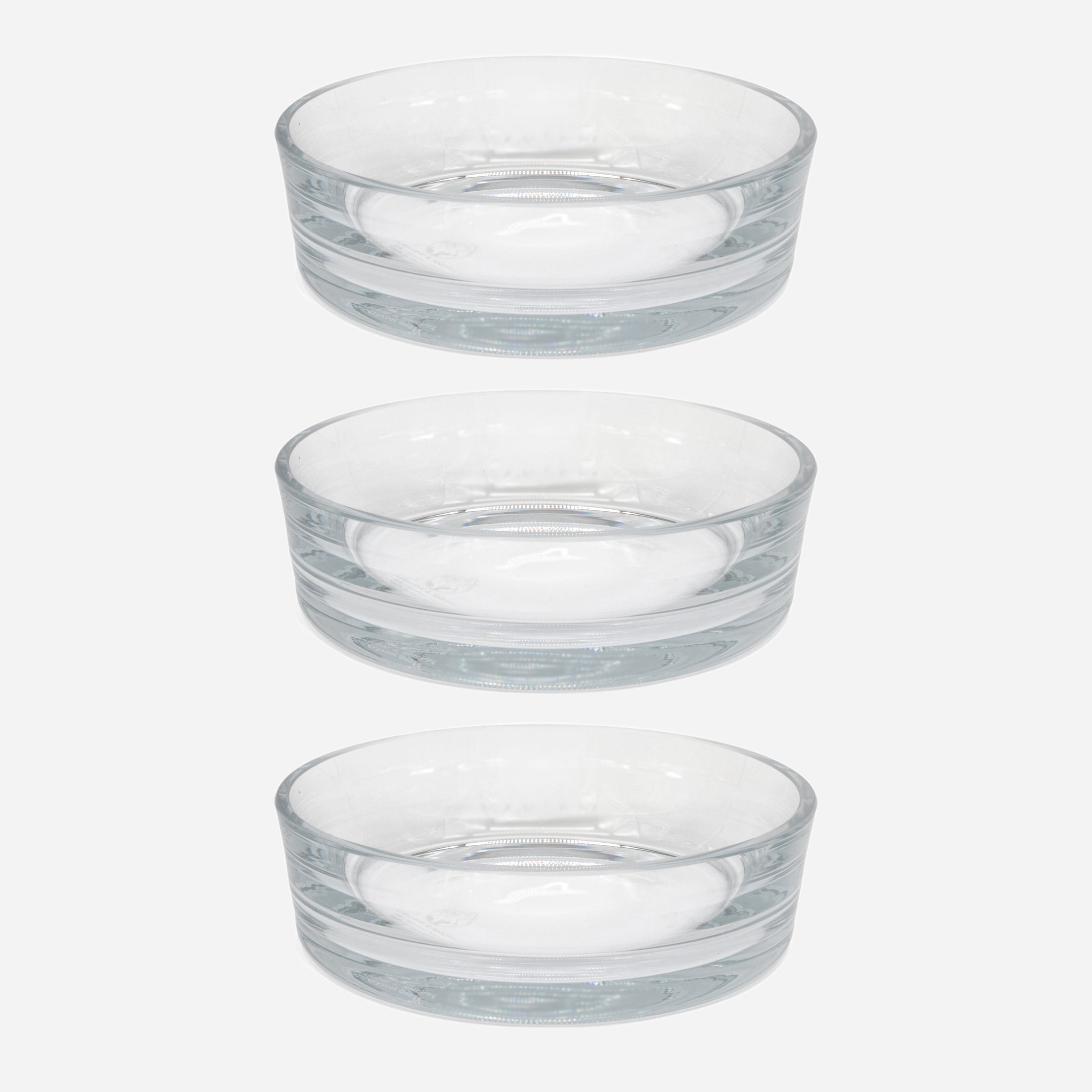 Set-Bestandteile: 3 übereinander schwebende Trinkschalen für Katzen aus farblosem Kristallglas in Größe 20 cm (200)