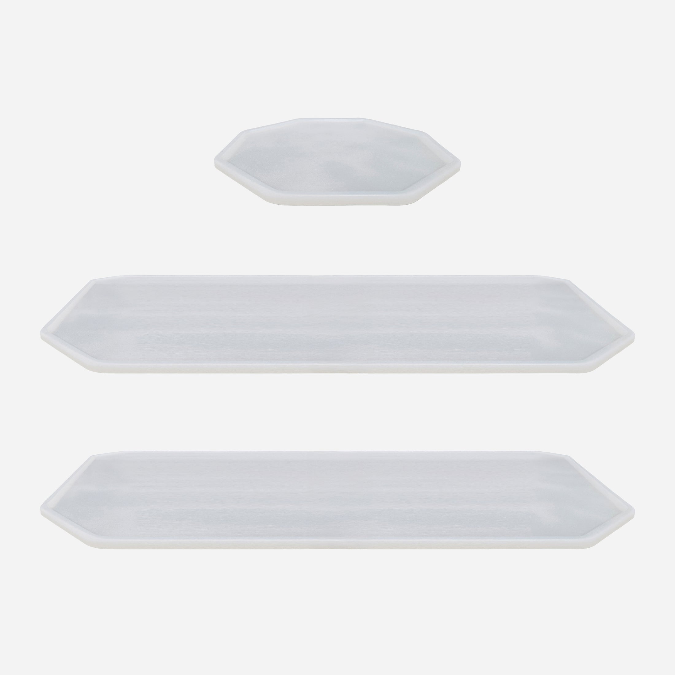 Set-Bestandteile: eine 1er und zwei 6er Unterlagen für Katzengeschirr in Größe 20 cm, jeweils aus farblosem Silikon, übereinander schwebend (200)