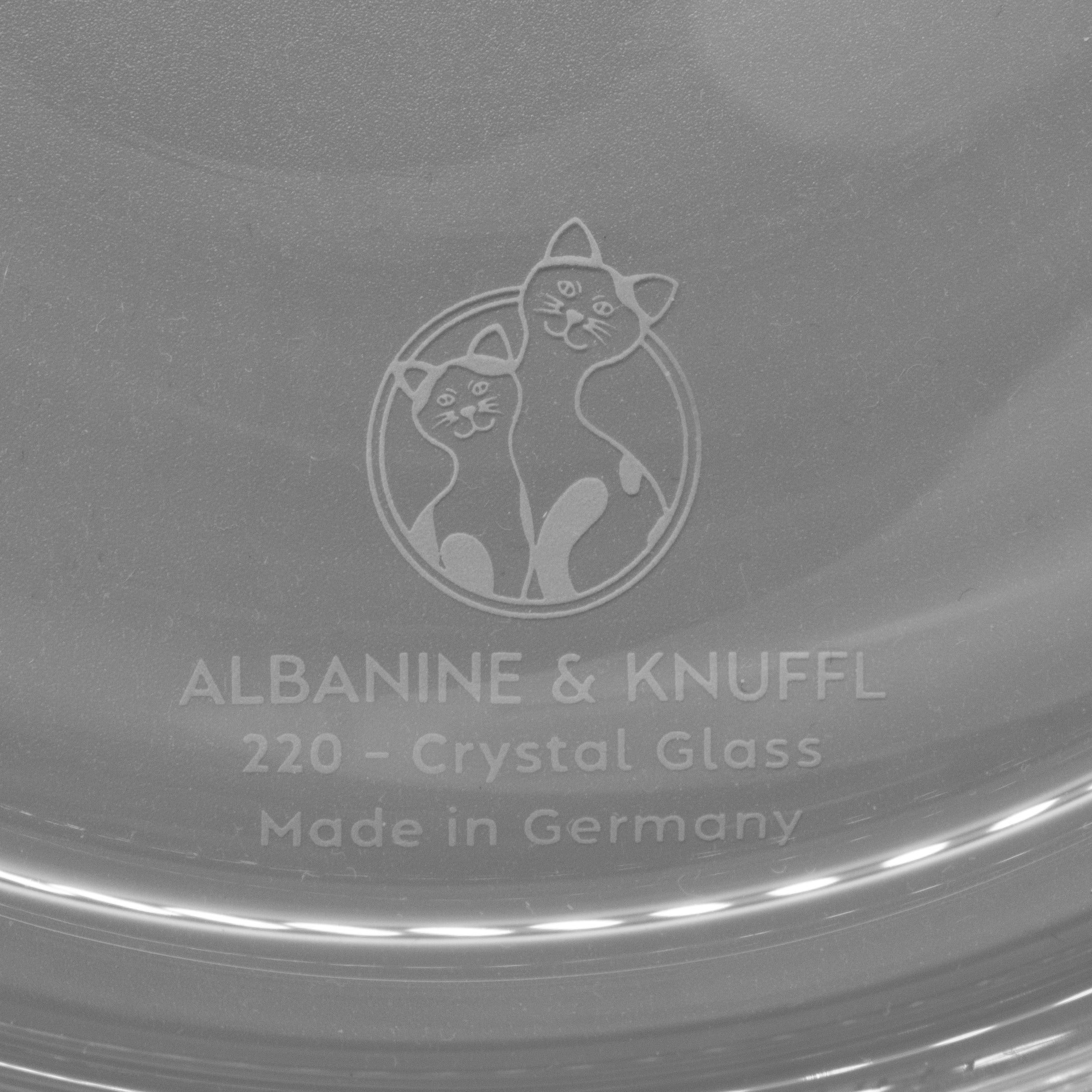 Nahaufnahme Bodenmarke auf Rückseite Set-Bestandteil Trinkschale für Katzen aus farblosem Kristallglas in Größe 22 cm (220)