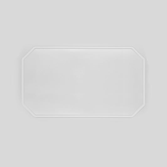 8-eckige farblose Silikonunterlage für Katzengeschirr, Länge 81,5 cm und Breite 56 cm – Ansicht von oben