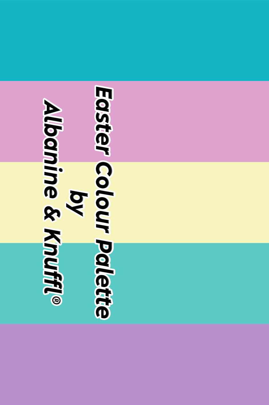 Colour overview of 5 colour strips lying on top of each other showing the 5 cat-friendly colours from the Albanine & Knuffl Easter Colour Palette