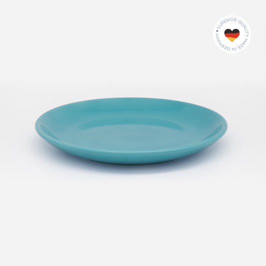 Blauer Katzenteller aus Porzellan in Größe 18 cm – Ansicht von schräg oben (Mountain Lake)