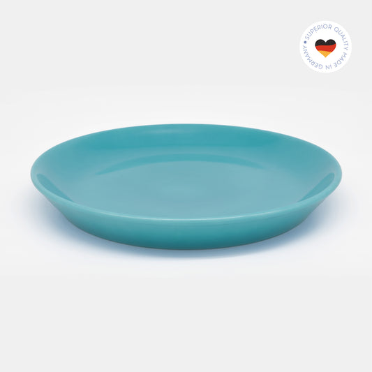 Blauer Katzenteller aus Porzellan in Größe 20 cm – Ansicht von schräg oben (Mountain Lake)