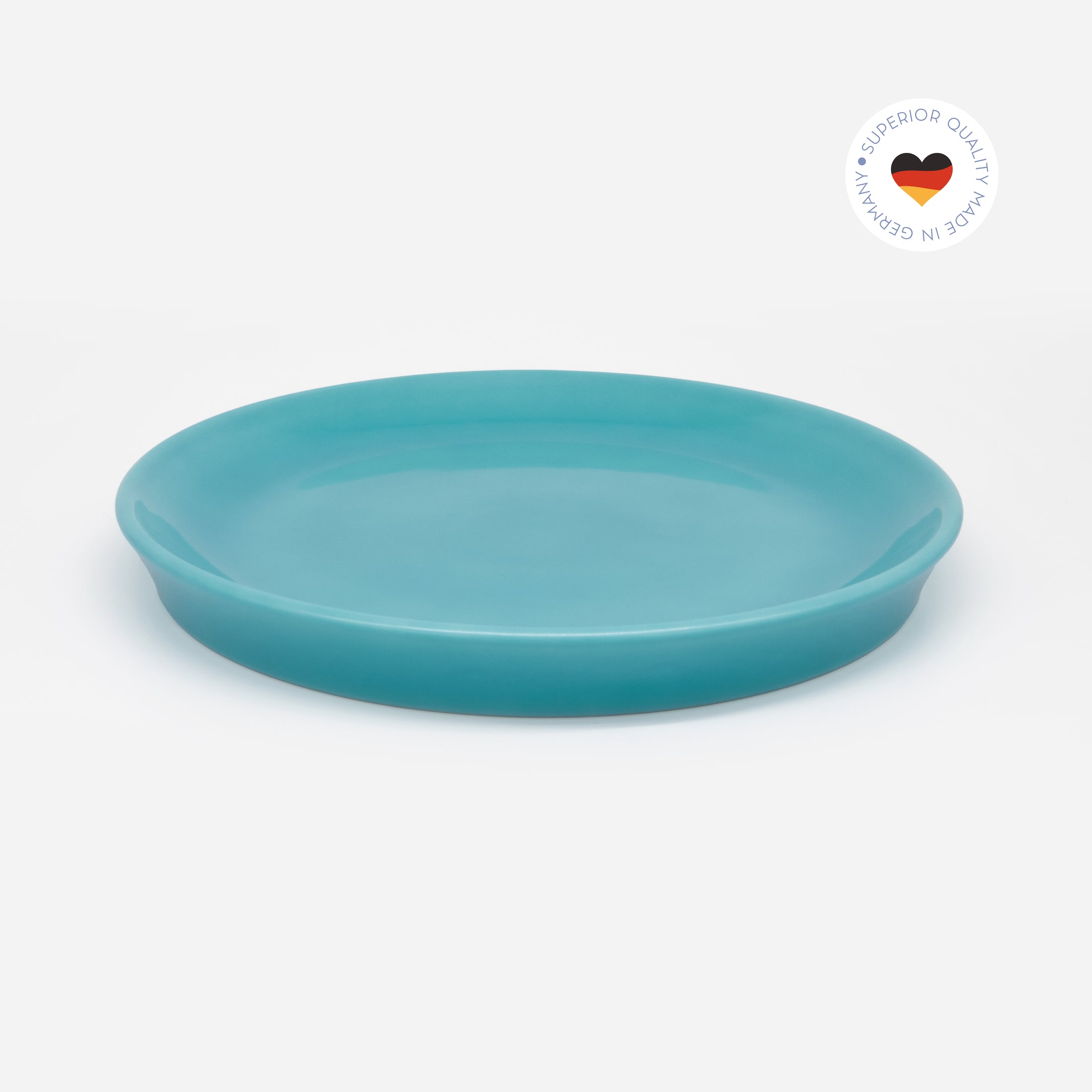 Blauer Katzenteller aus Porzellan in Größe 22 cm – Ansicht von schräg oben (Mountain Lake)