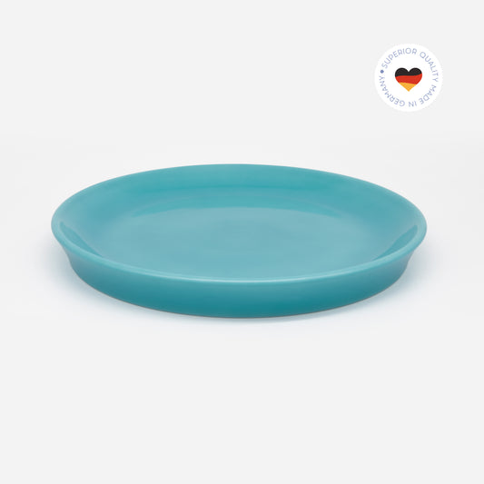 Blauer Katzenteller aus Porzellan in Größe 22 cm – Ansicht von schräg oben (Mountain Lake)