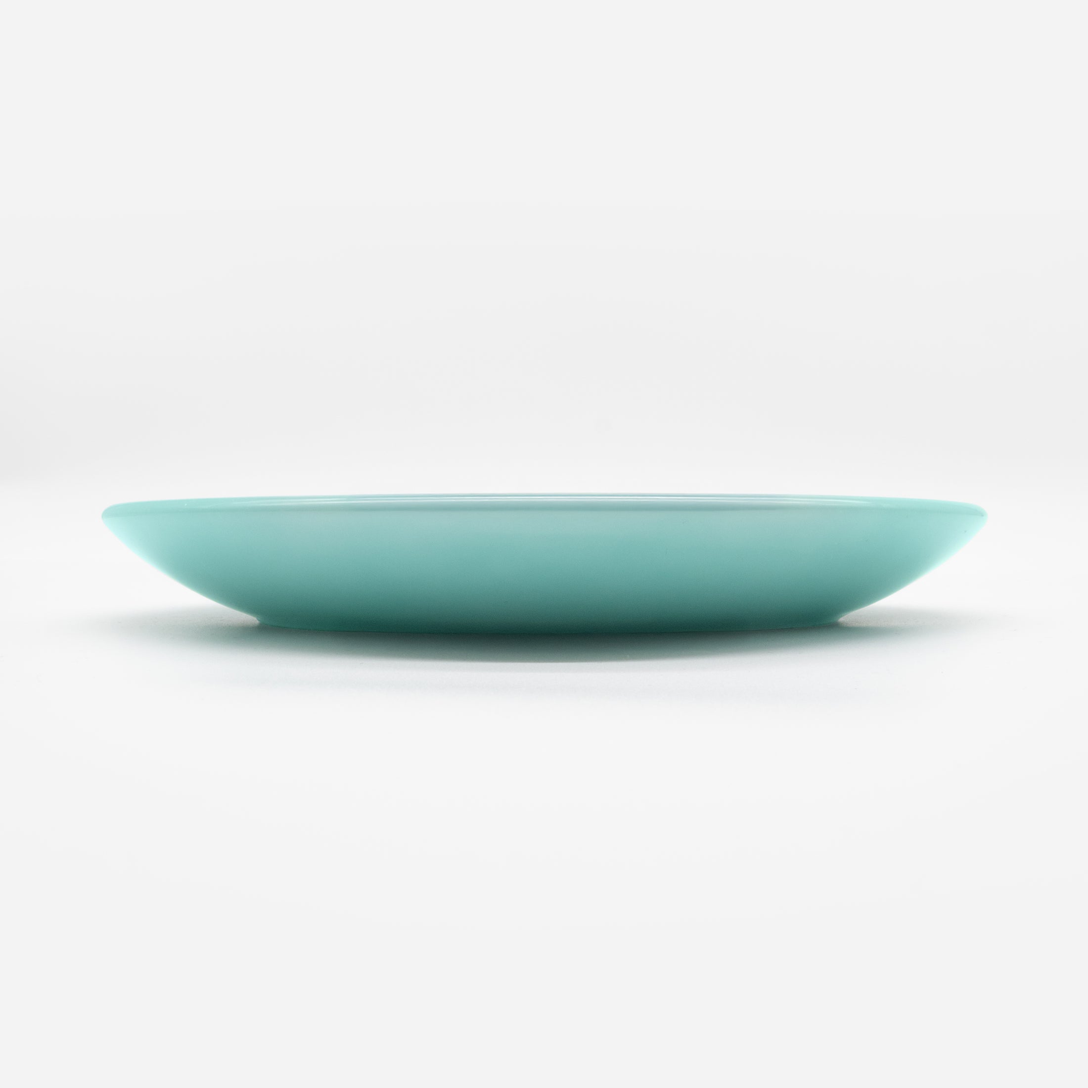 Seitenansicht Katzenteller türkis aus Porzellan in Größe 18 cm (Jungle Dawn)