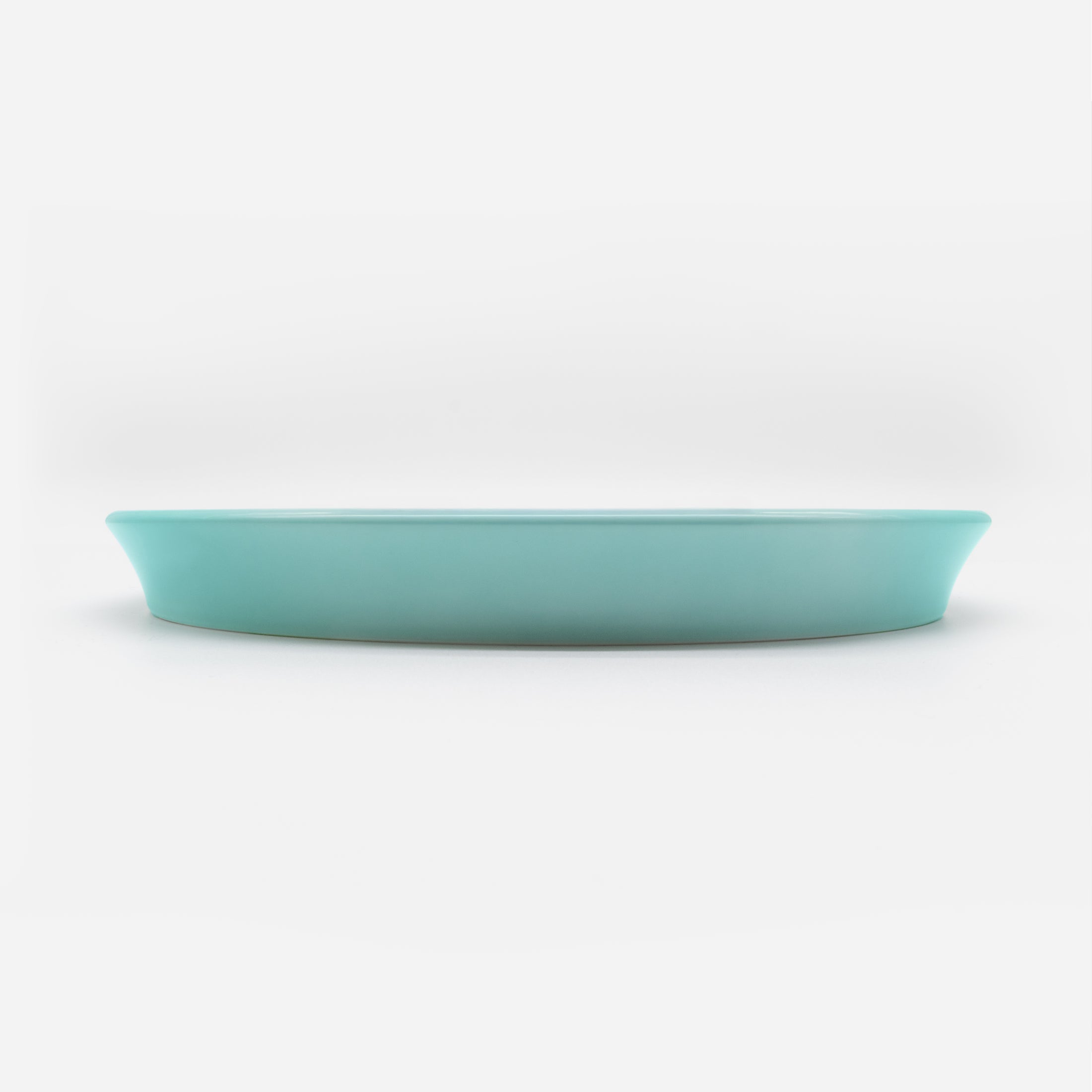 Seitenansicht Katzenteller türkis aus Porzellan in Größe 22 cm (Jungle Dawn)