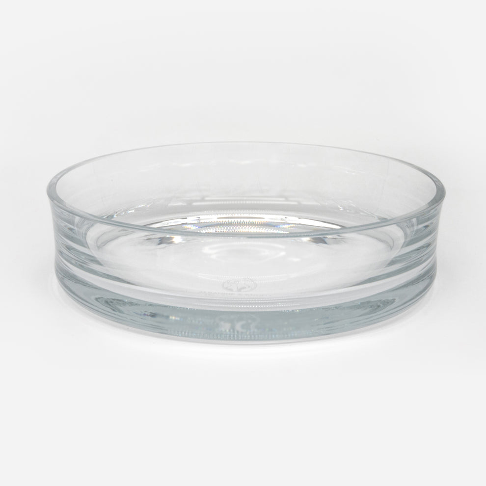 Trinkschale für Katzen aus farblosem Kristallglas in Größe 22 cm – Ansicht von schräg oben